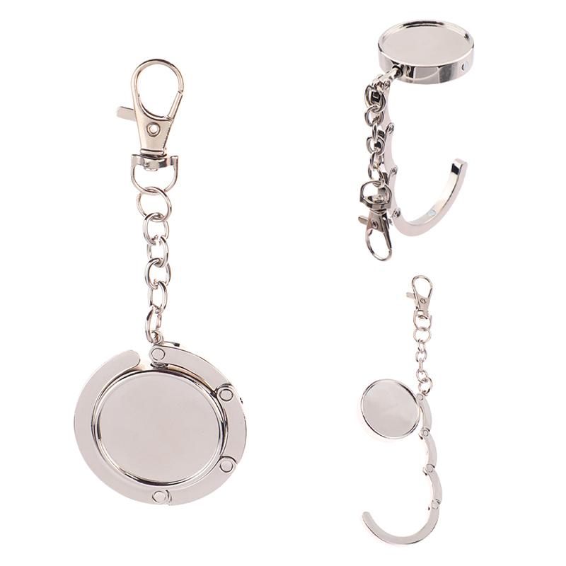 Simple Round Metal Folding Bag Hook Holder Portable Handbag Hooks Keychain Table Side Hangers Multipurpose Non-Slip Hook