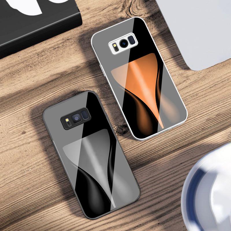 Orange yellow light band For Samsung S25 S25 Edge S25Ultra S8 9 S10 20 U ltra S21 Pro 22 Plus S23 FE S24 Ultra Glass Phone Case