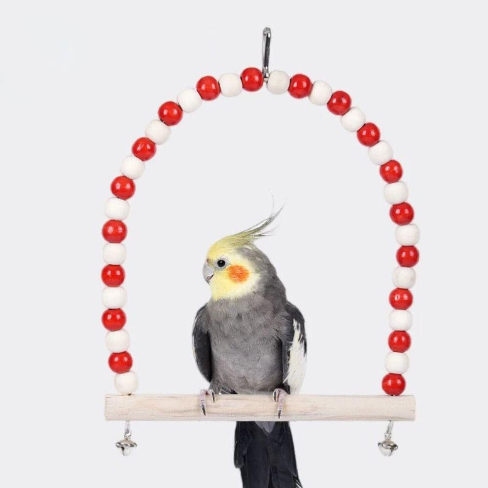 Colorful Bird Swing Toys Bell Perch Parrot Standing Stick Hammock Cage Chew Play Toy  Pet Bird