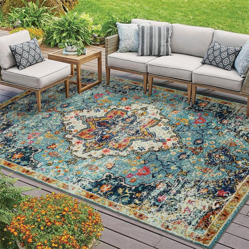 

Bohemian Carpet Vintage Mat Fully Covered Rug for Living Room Tea Table Outdoor Balcony Courtyard Floor Mats American Country 40x60cm