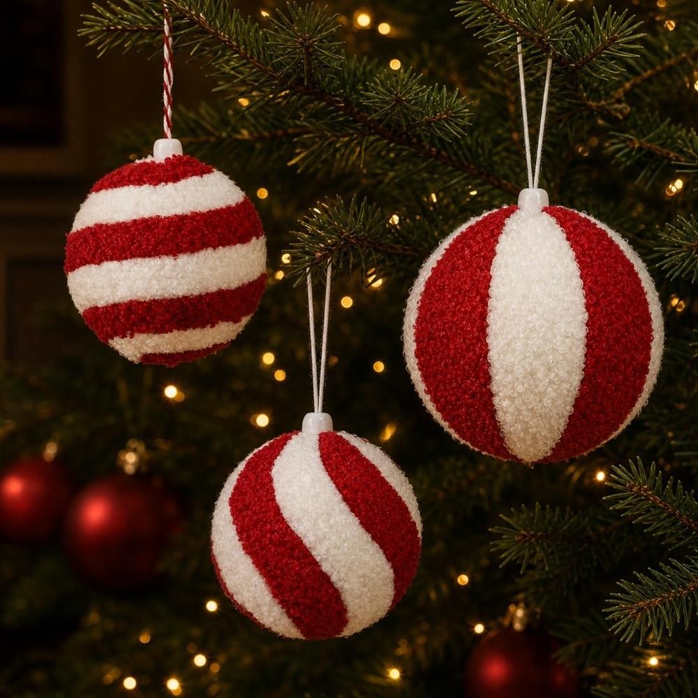 10CM Christmas Tree Decor Plush Surface Hanging Balls Ornament  Holiday Decor