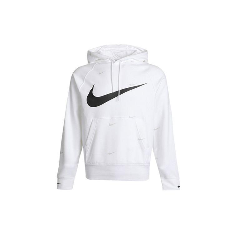 Nike Sportswear Swoosh All Over Print White Fleece Hoodie Unisex DA0111-100 XXL