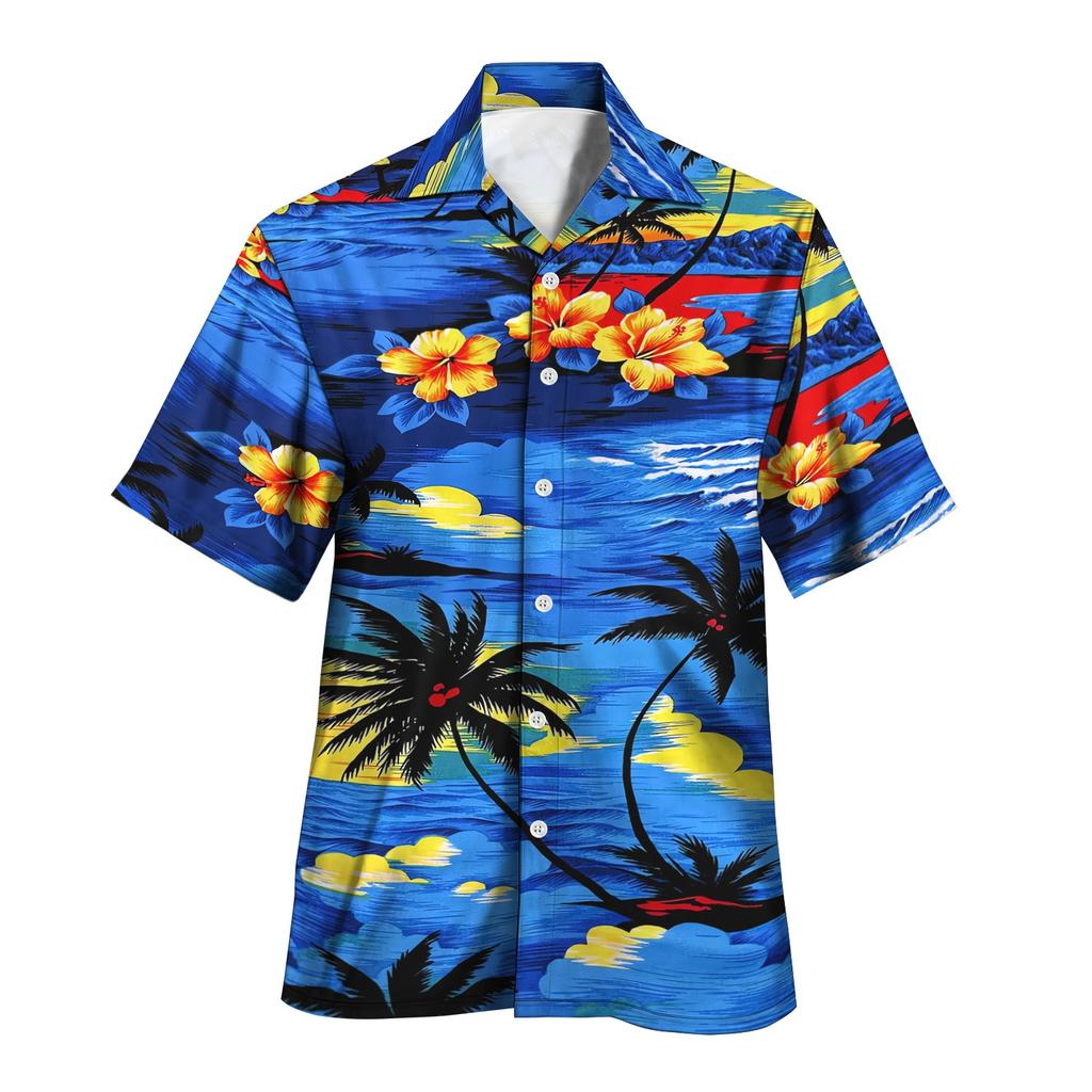2025 Nytt trykk skjorte Tiki skjorte Menn Hawaiisk skjorte Menn Retro Menn Pluss størrelse skjorte Casual Kort ermet Strandbluse Mannlige Topper