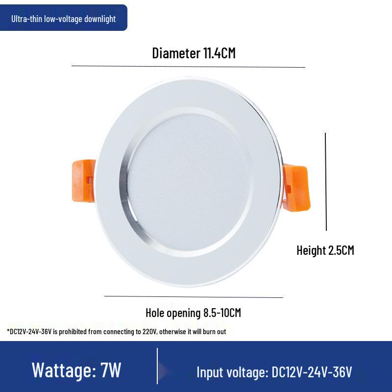 Low Voltage 12V-36V Ultra-Thin LED Downlight for RVs and Boats, 24V Driver-Free, Embedded Design.