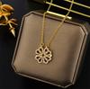 Women'S Gold Magnetic Necklace Clover, Zircon, Heart