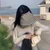 Summer Empty Top Sun Hat Hair Clip Women Fashion Striped Foldable Suncreen Visor Outdoor Traveling Beach Uv Protection Cap