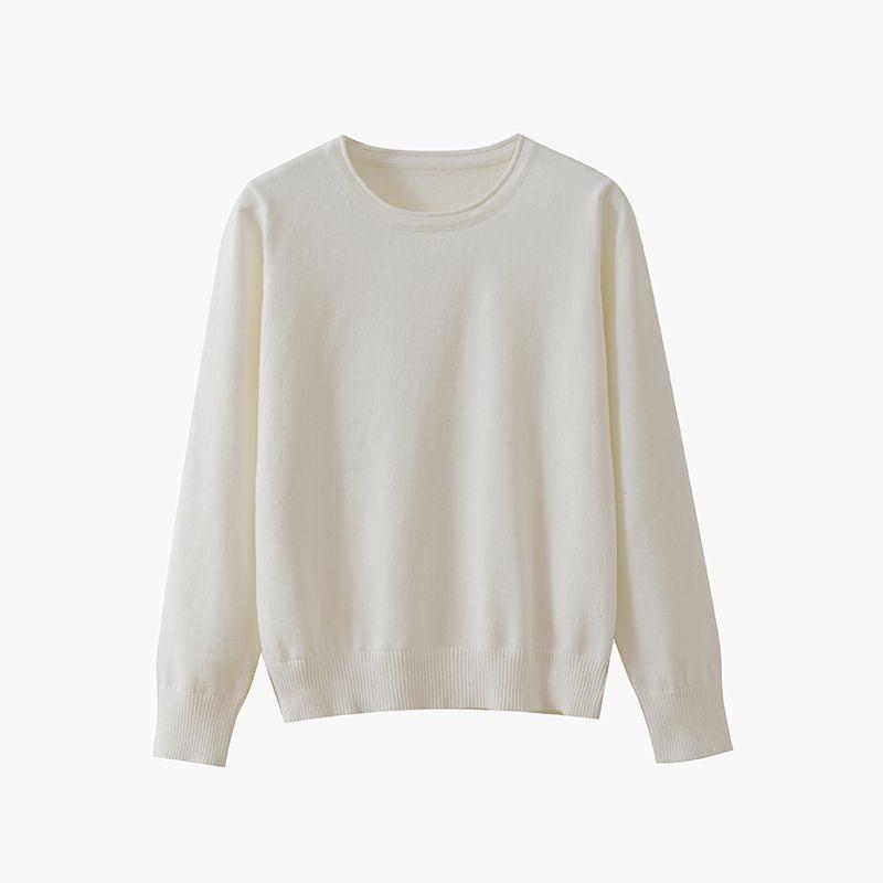 

Fan Welfare Skin-friendly Comfortable round Neck Knit Women Thin Sweater Bottoming Shirt Spring and Autumn Knitted Top Nature White S(Suggested 40.00 kg-55.00 kg)