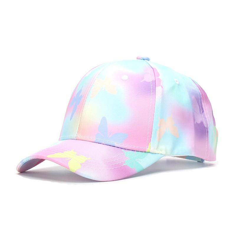 Summer Kids Baseball Cap Fashion Tie-dye Print Snapback Hat For Children Girls Outdoor Streetwear Adjustable Duck Tongue Cap