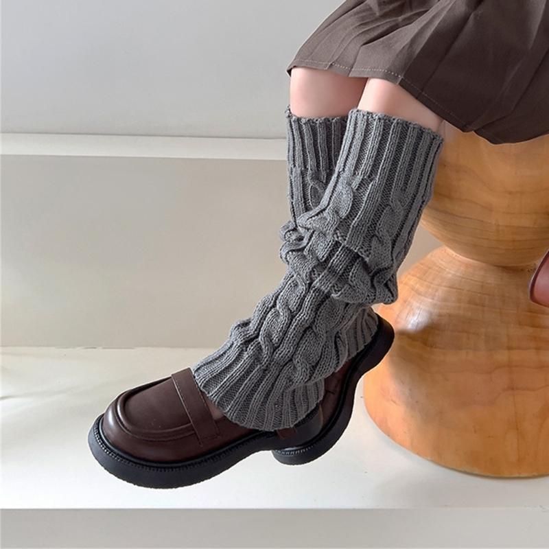 Fashion Knit Leg Warmers for Little Girls Slouchy Socks for Dress Toddler Winter Cable Knit Socks Thicken Warm Leggings