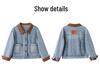 2025 Spring/Fall Retro Color-Block Patchwork Denim Jacket with Turn-Down Collar for Women