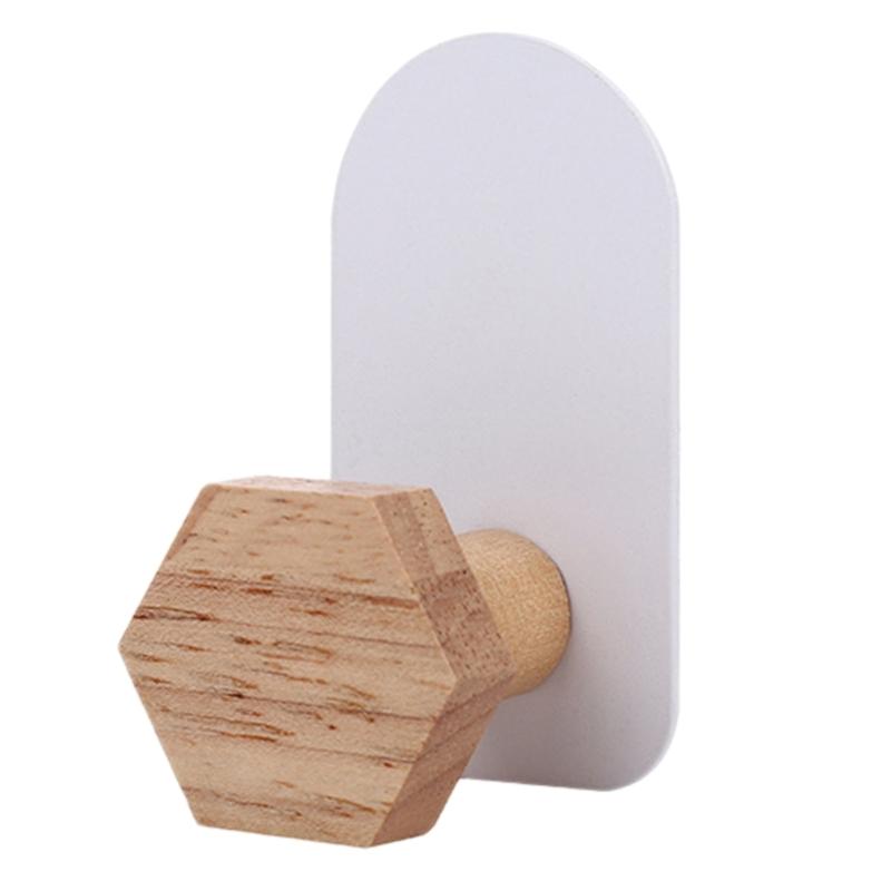 Wood Wall Hook Hanger Wall Mounted Hook Heart Star Hexagon Flower Metal Hooks