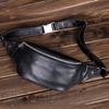 Sac de poitrine Homme Cuir Véritable Course à Pied Décontracté Sac de Taille pour Téléphone Portable Sport Plein Air Couche Supérieure Cuir de Vache Sac à Bandoulière Croisé Simple et Fashion