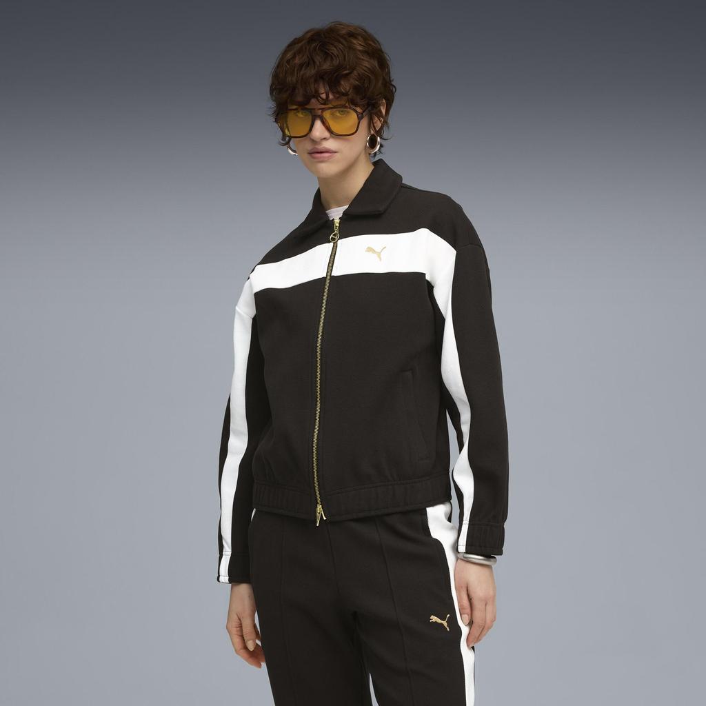 PUMA T7 Comfortable Versatile Sporty Casual Jacket Colorblock Cropped Dual-Zip Jacket with Small Logo Women's Black