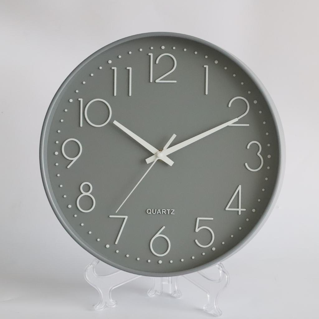 12 Inch 30CM Silent Wall Clock, Fashionable Home Living Room 3D Digital Minimalist Clock