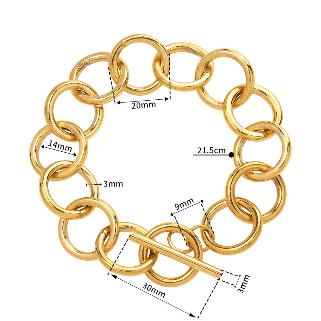 Chain Thick Stainless Steel Round Cross Chain Ot Buckle Gold Bracelet Necklace