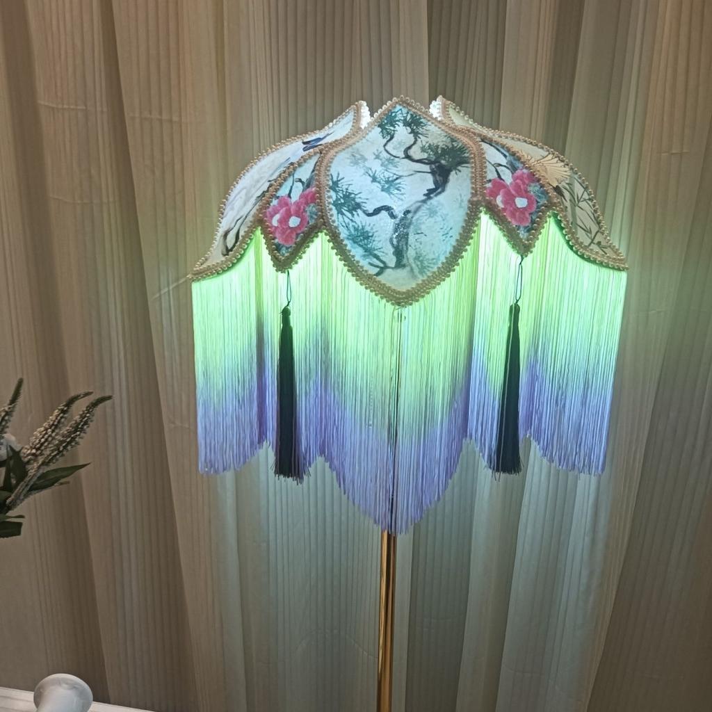 Handmade Butterfly Flower Floor Lamp Tassel Lamp with Retro Style, Cozy Ambient Lighting Fixture Elegant Handcrafted Floor Light