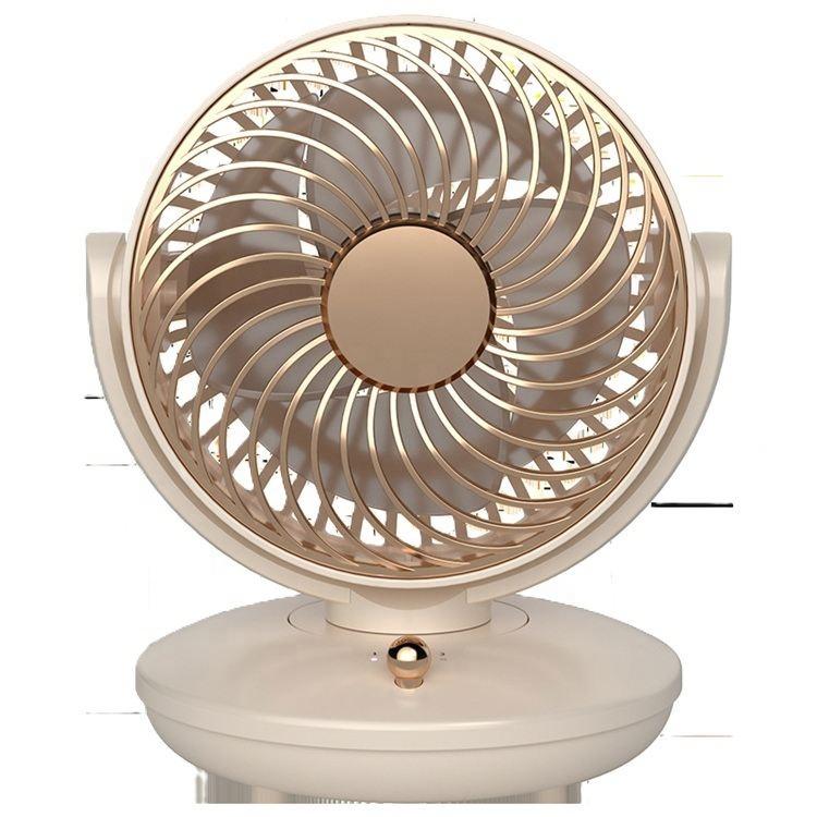 Studio Apartment Elegant Gold Rim Mini Table Fan Quiet Operation Adjustable Tilt Air Circulator Handheld Mini Fan