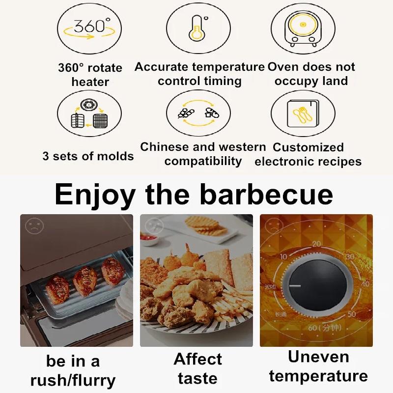 Multi Functional Oven, Household Rotating Drum Type Smokeless Barbecue, Electric Burning Oven, Timed Baking Box