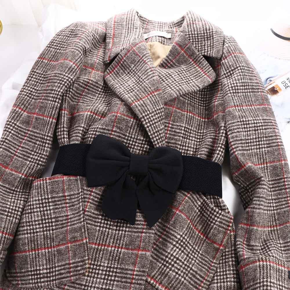 Elegant Wide Side Elastic Vintage Korean Belt Large Bow Dress Decoration Women Waistbands