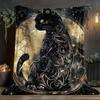 Custom Black Cat Blanket Celestial Moon Stars Design Personalized Name Fleece Throw All Season Soft Warm Bedding Home Decor Gift