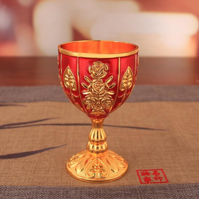 Vintage Shot Drinking Cup, Alloy European Embossed Relief Goblet, Portable Mini Shot Vodka Glass, Creative Home Decoration, 1pcs