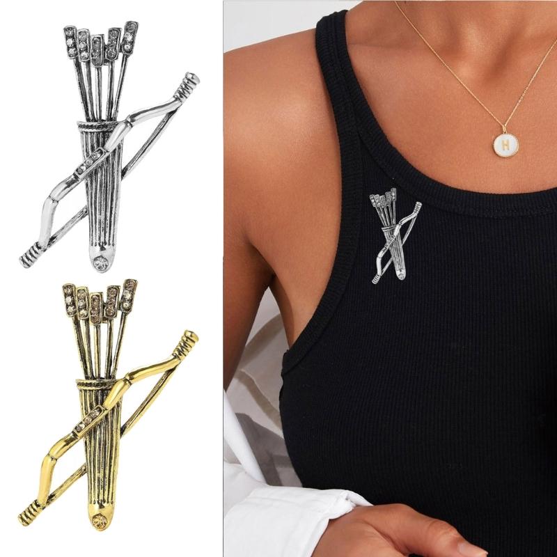 Unique Design Vintage Arrows Theme Brooch Retro Quiver Pin Alloy Fashion Accessory Suitable For Casual Formal Wear