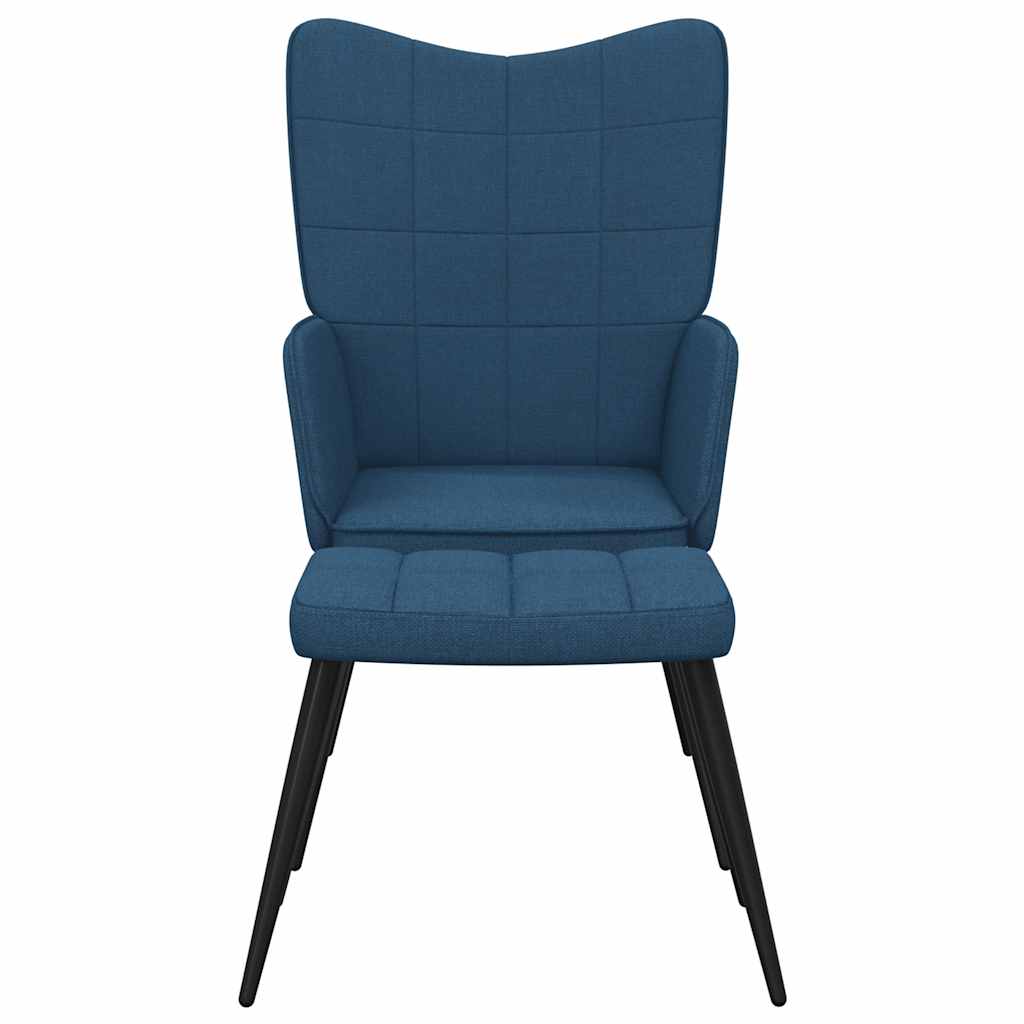 Vidaxl Armchair with Footrest, Blue, Fabric Upholstered