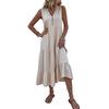 Sommerkleid für Damen, Tankkleid, ärmellos, lockeres, lässiges, einfarbiges Kleid, langes Kleid