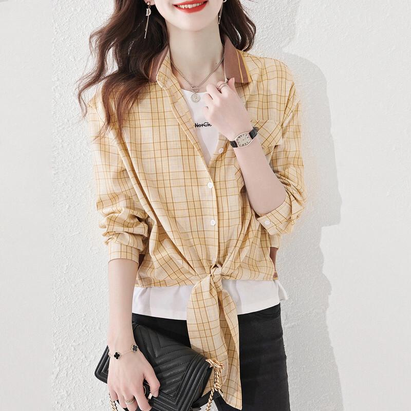 Srcr Women s Plaid Tie-Waist Shirt M