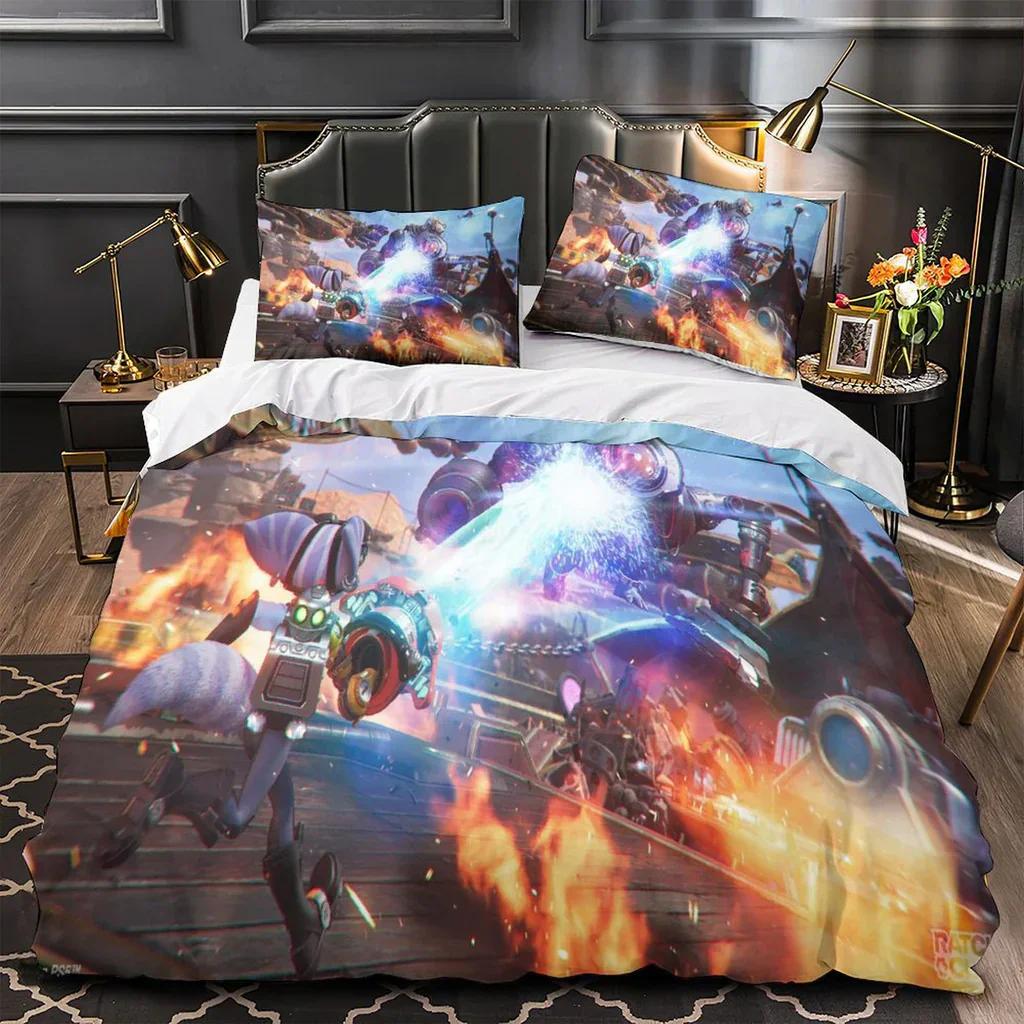 Spiel Ratchet Clank Rift Apart 3D Gedruckter Bettbezug Kissenbezug Bettwäsche-Set Full Queen King Size Für Schlafzimmer-Dekoration