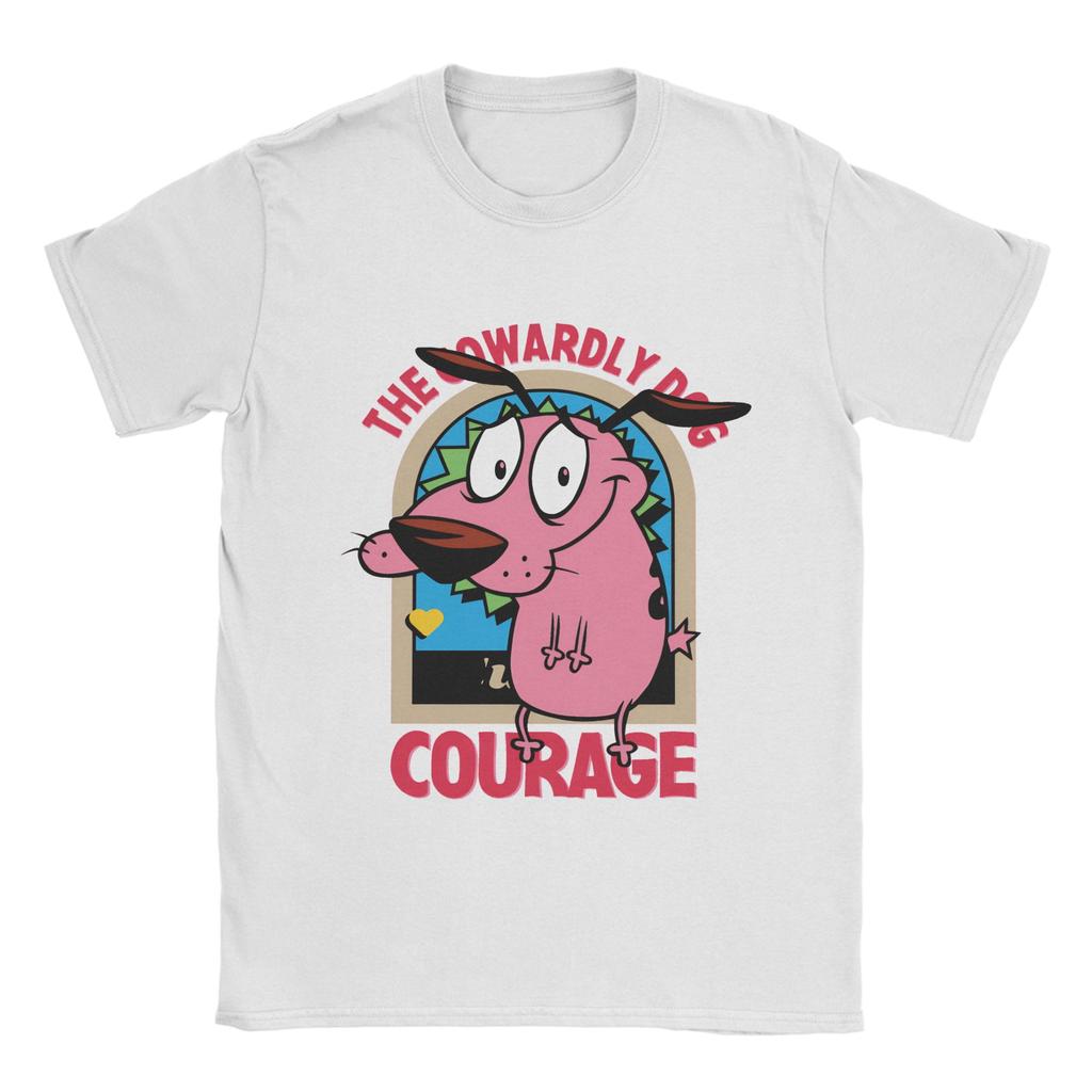 Casual T-Shirt Summer Courage Dog  Novelty T-Shirts  Cotton Tshirt for Men Y2K Basic Custom Logo Short Sleeve Clothes