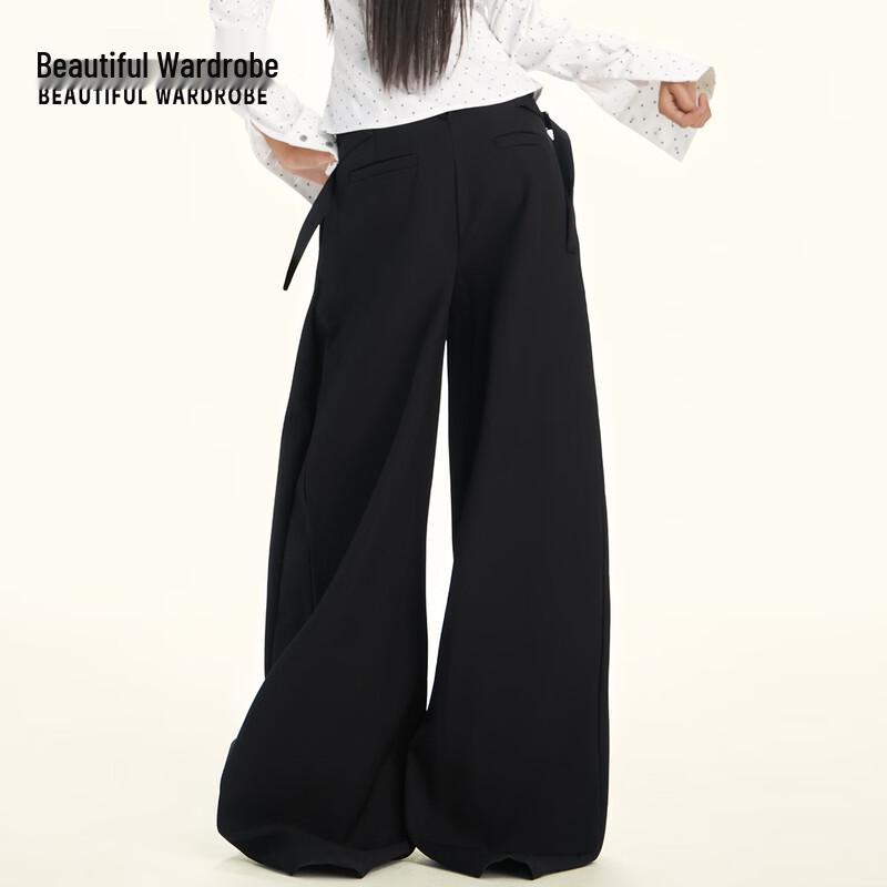 Beautiful Wardrobe Women's High-Waist Wide-Leg Draped Commuter Trousers