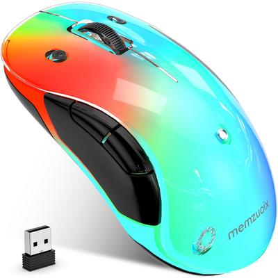 Memzuoix LED Wireless Rechargeable Ergonomic Mouse with Detachable 1200 DPI Portable Optical Computer Mouse with USB Receiver for and 5 Buttons White