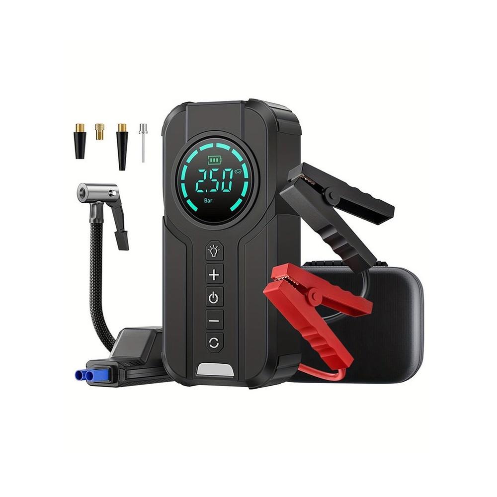 Jump Starter with Air Compressor 1000A 12V 150PSI 38.48Wh Car Battery Jump Starter 6.0L Gas and 3.0L Diesel Smart Jumper with Display and Emergency L