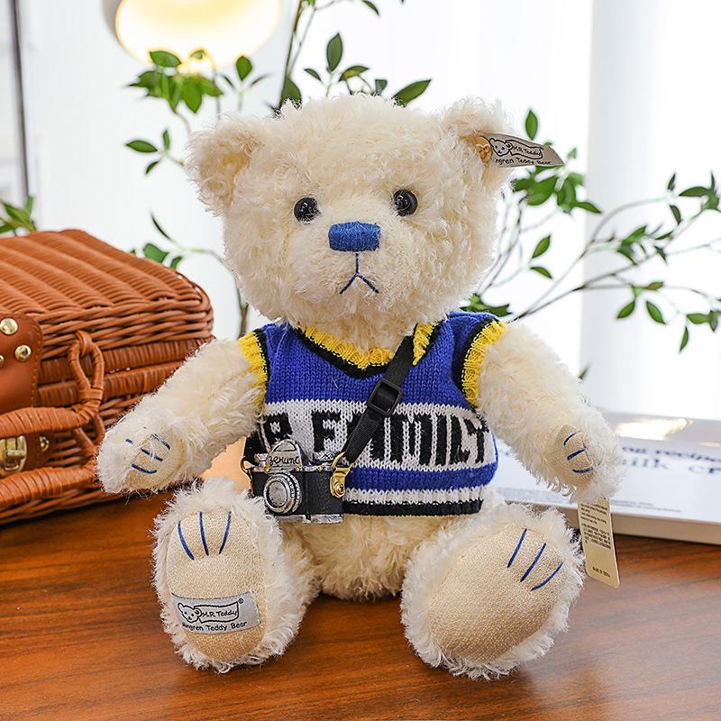 

Cartoon Pilot Bear Plush Toy Boy Birthday Gift Sweater Camera Bear Doll Beggar Bear Premium Durable Quality Useful 30cm【0.45kg】