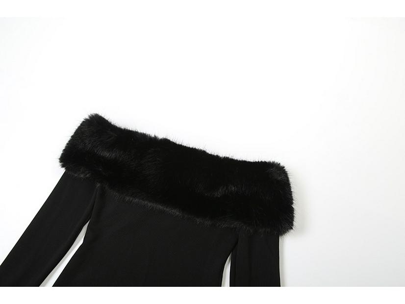 Damen Farbe Block Ein-Schulter Bodycon Kleid Herbst/Winter 2025