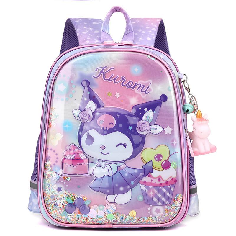 Stylish Preschool Cartoon Backpack For Girls Lightweight Cute Cross-border Bag Purple Cake