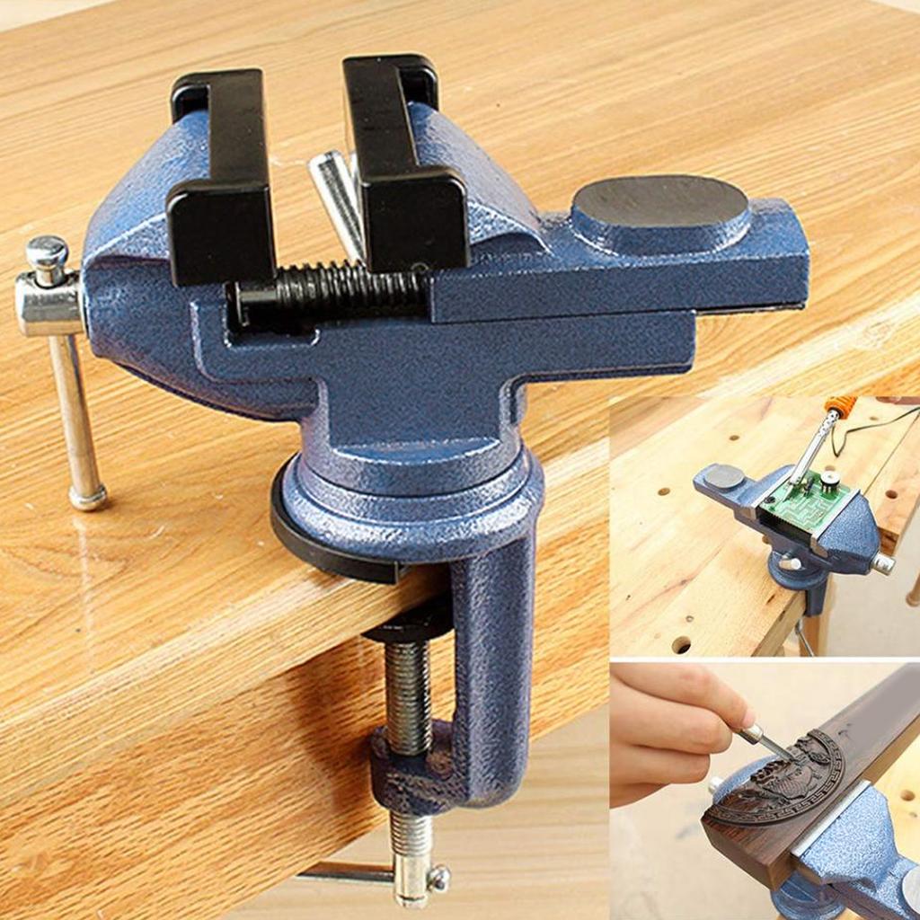 2 Inch Table Vise Clamp On Work Bench Vise 360 Degree Rotation Base Adjustable Woodworking Vise 360° Rotation Vise