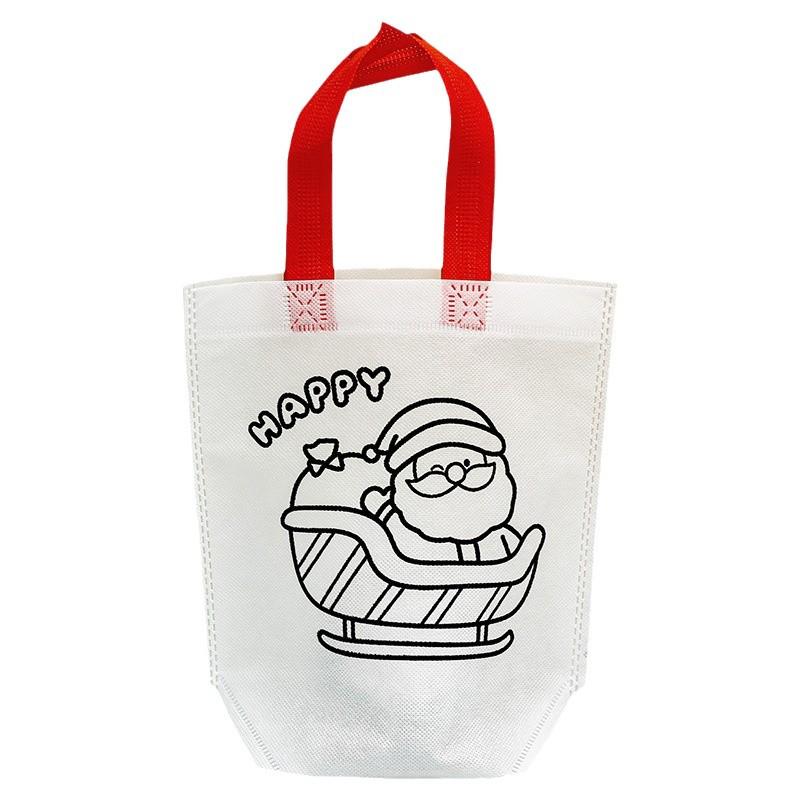 DIY Christmas Coloring Tote Bag for Kids – Non-Woven Graffiti Gift Bag