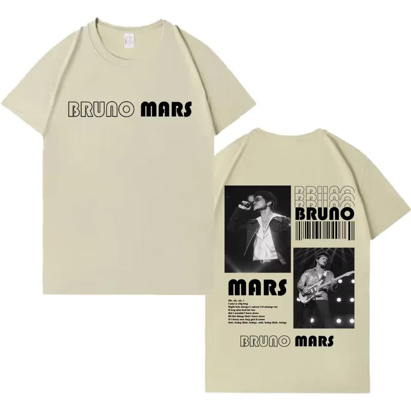 2026 Tričko Bruno Mars Pánské Dámské Pop Ležérní Krátký Rukáv Pánské Estetické Vysoce Kvalitní Gotické Kulatý Výstřih Vrchol Fanouškovský Dárek