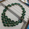 Premium Design Medieval Jewelry Retro Old Gold Diamond Cut Green Horse Eye Diamond Necklace Necklace Jewelry