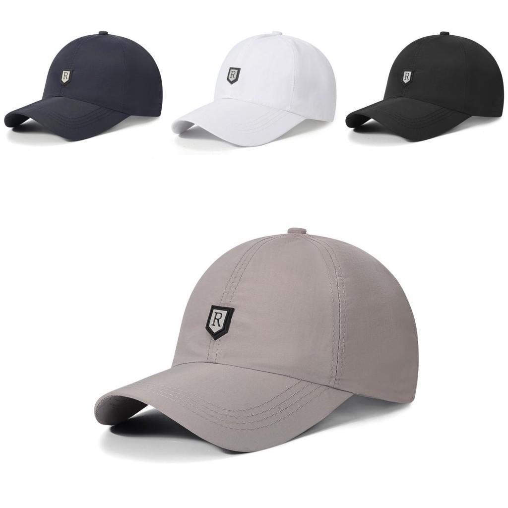 R Label Leather Mens Baseball Cap Quick Dry Sun Protect Fashion Casual Outdoor