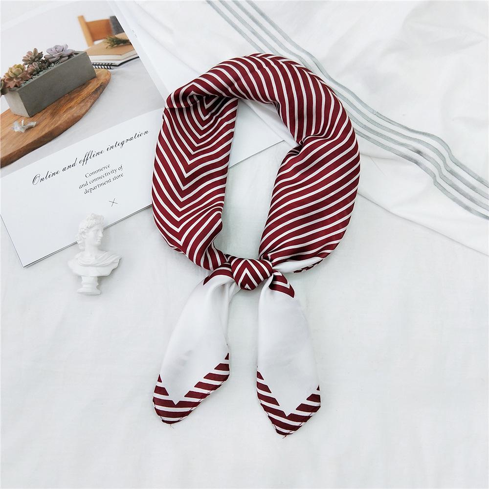 70 Stripes Small Silk Scarf - Women's Spring/Summer/Autumn Versatile Korean Neck Protection Neck Scarf