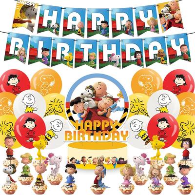 30pcs Decoration Set For Snoopy Themed Party Include Banner Cake Topper Balloons