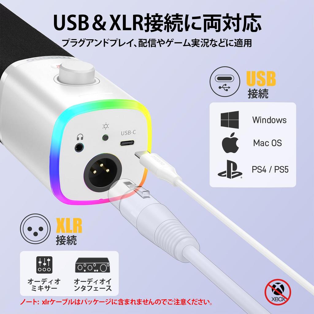 MAONO PD100X Gaming Mute for PC YouTube Voice Live and Game Commentary XLR/USB Microphone, Noise-Canceling, Dynamic, Unidirectional, Button, Podcasts,