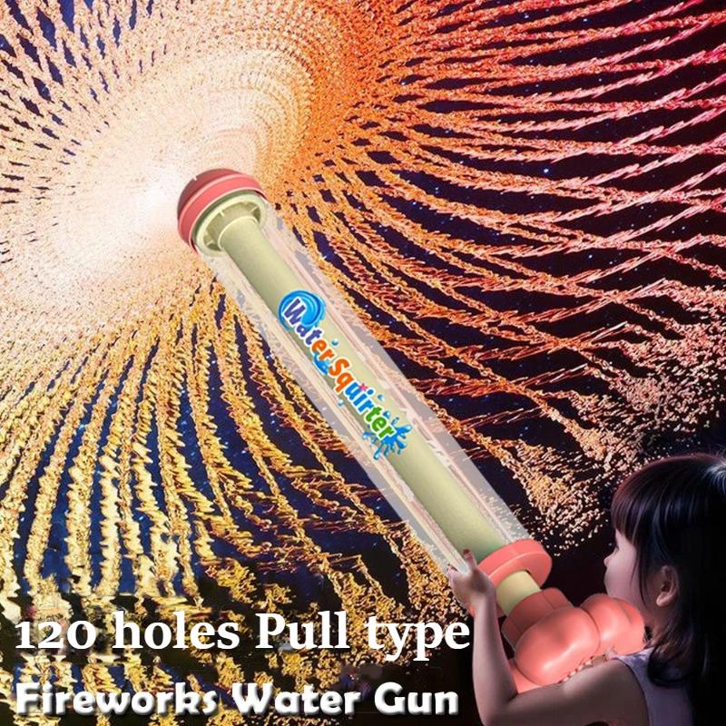 Fireworks Water Gun Pull-Out Waterguns for Adults Kids Pool Party Photography Props Summer Outdoor Water Play Toys for Children