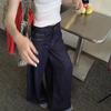 2024 Women's High Waist Dark Blue Retro Straight Jeans - Slim Wide Leg Mopping Trousers
