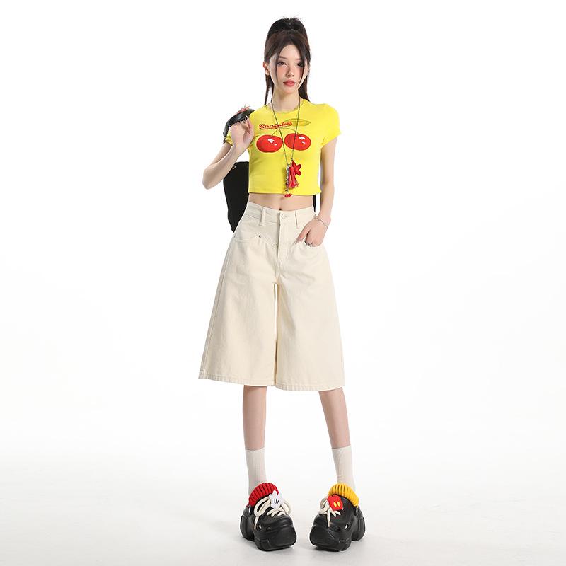 Women's High-Waist Loose Wide-Leg Cropped Jeans - Summer 2025 Slimming Straight Fit