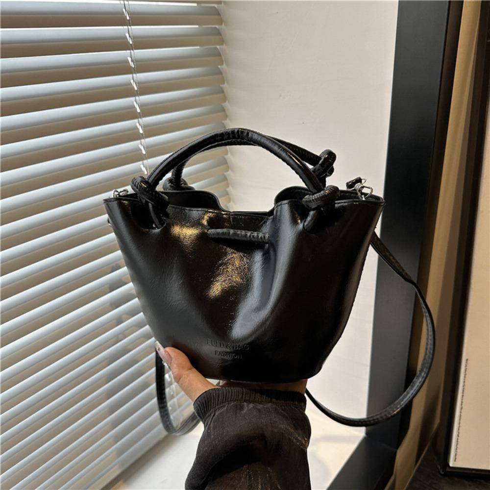 Korean Leather Bucket Bag Small Women’s Handbag Fashion Single Shoulder Bag  Female