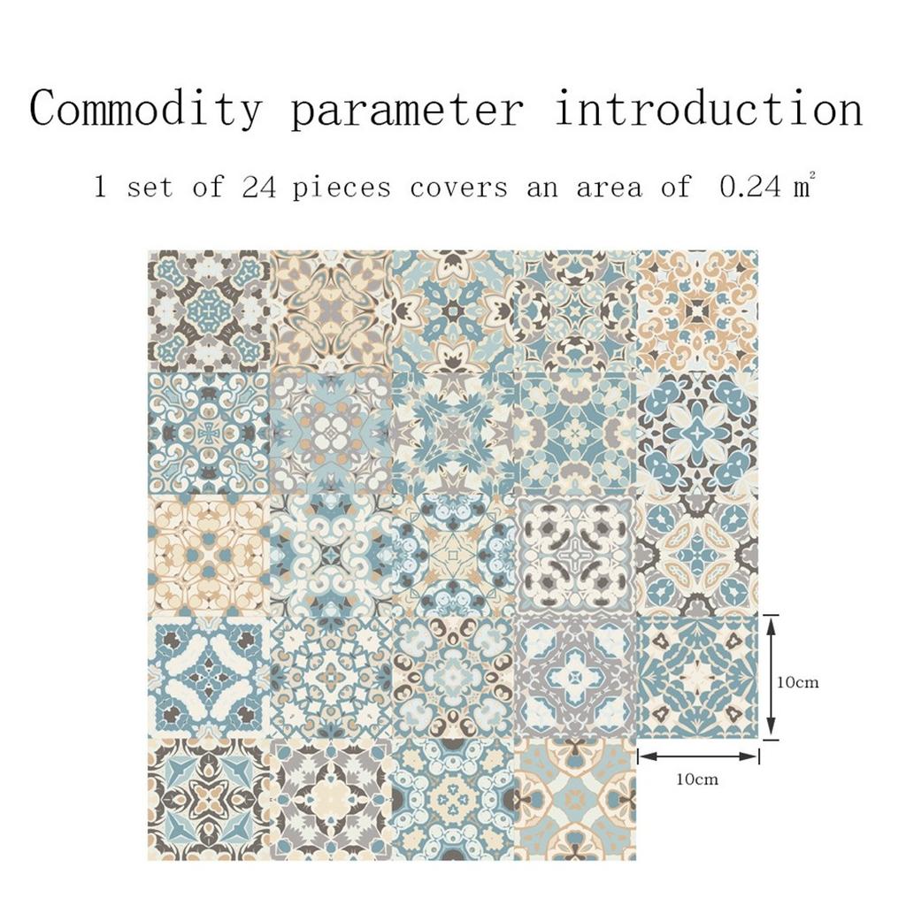 High Quality Tile Wall Stickers Moroccan Style for Kitchen Bathroom Set of 24